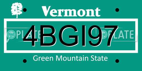 4BGI97 Vermont License Plate