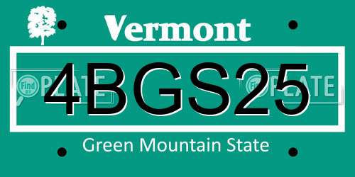 4BGS25 Vermont License Plate