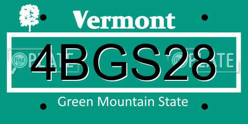 4BGS28 Vermont License Plate