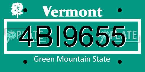 4BI9655 Vermont License Plate
