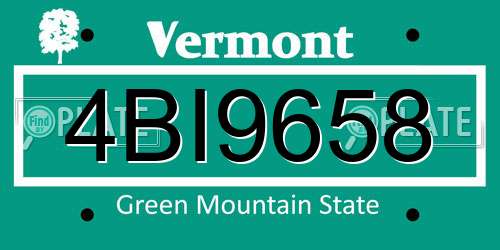 4BI9658 Vermont License Plate