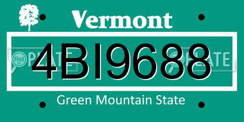 4BI9688 Vermont License Plate