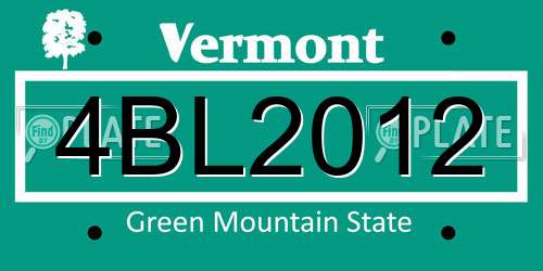 4BL2012 Vermont License Plate