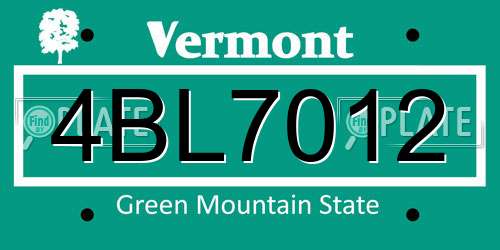 4BL7012 Vermont License Plate