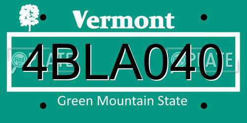 4BLA040 Vermont License Plate