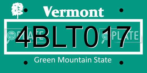 4BLT017 Vermont License Plate