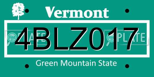 4BLZ017 Vermont License Plate