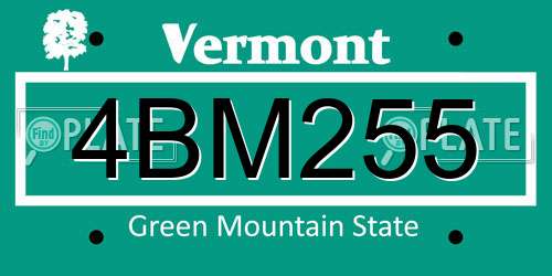 4BM255 Vermont License Plate