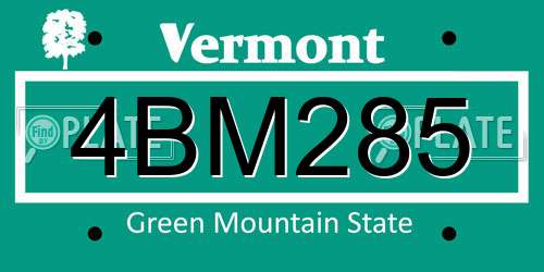 4BM285 Vermont License Plate