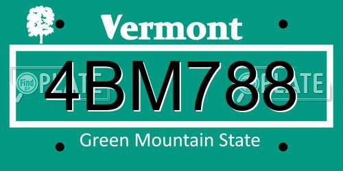4BM788 Vermont License Plate