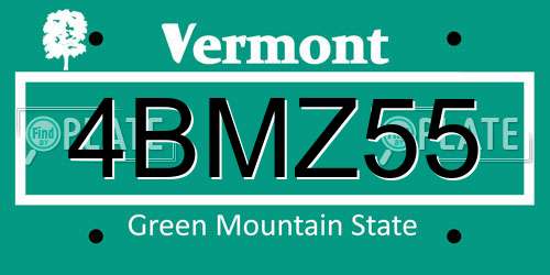 4BMZ55 Vermont License Plate