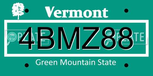 4BMZ88 Vermont License Plate