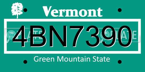 4BN7390 Vermont License Plate