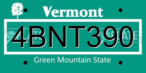 4BNT390 Vermont License Plate