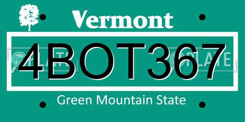 4BOT367 Vermont License Plate