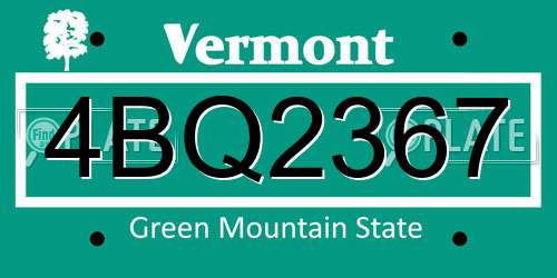 4BQ2367 Vermont License Plate
