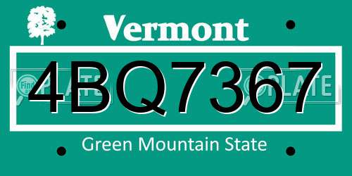 4BQ7367 Vermont License Plate