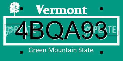 4BQA93 Vermont License Plate