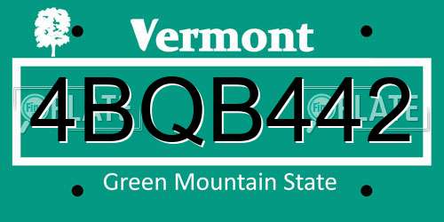 4BQB442 Vermont License Plate