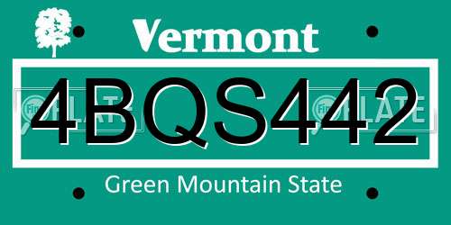 4BQS442 Vermont License Plate