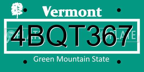 4BQT367 Vermont License Plate