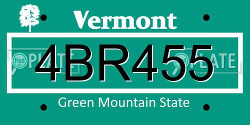4BR455 Vermont License Plate