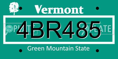 4BR485 Vermont License Plate