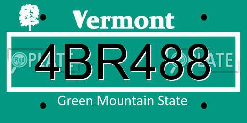 4BR488 Vermont License Plate