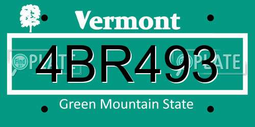 4BR493 Vermont License Plate