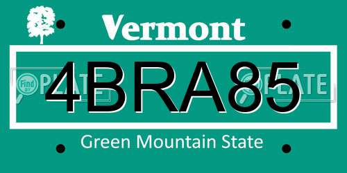 4BRA85 Vermont License Plate