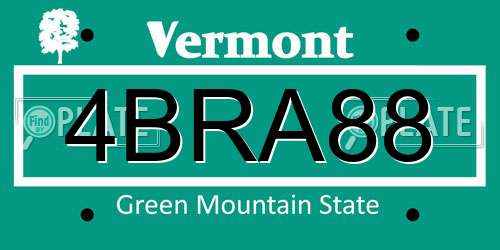 4BRA88 Vermont License Plate