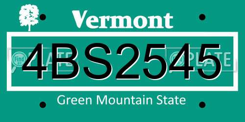 4BS2545 Vermont License Plate