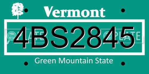 4BS2845 Vermont License Plate