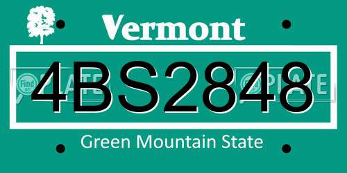 4BS2848 Vermont License Plate
