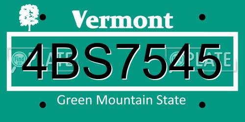 4BS7545 Vermont License Plate