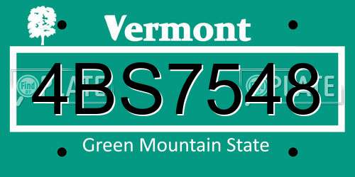 4BS7548 Vermont License Plate