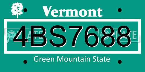 4BS7688 Vermont License Plate