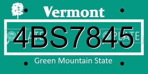4BS7845 Vermont License Plate