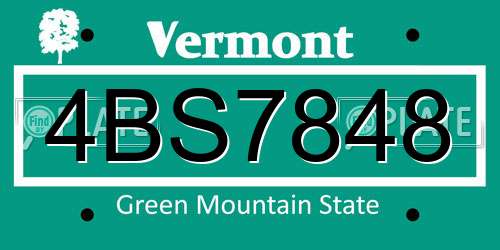 4BS7848 Vermont License Plate