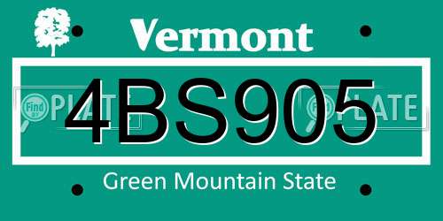 4BS905 Vermont License Plate