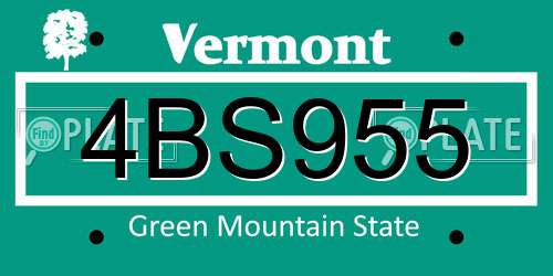 4BS955 Vermont License Plate