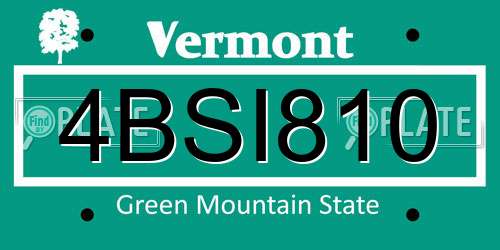 4BSI810 Vermont License Plate