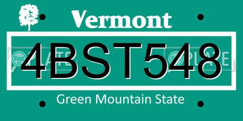4BST548 Vermont License Plate
