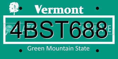 4BST688 Vermont License Plate