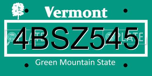 4BSZ545 Vermont License Plate