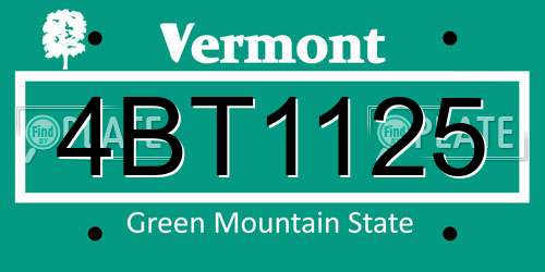 4BT1125 Vermont License Plate