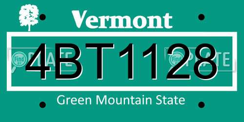 4BT1128 Vermont License Plate