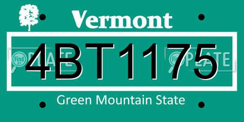 4BT1175 Vermont License Plate