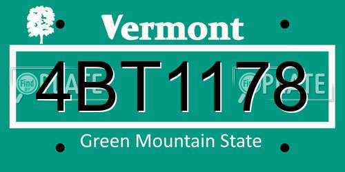 4BT1178 Vermont License Plate