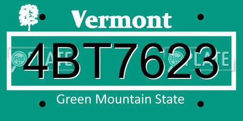 4BT7623 Vermont License Plate